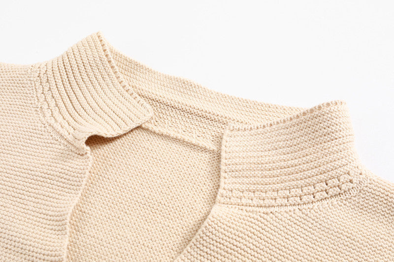 Lapel High Waist Midriff-baring Sweater