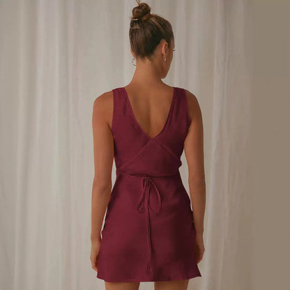 High-quality Socialite Lace-up Dress Backless Dress Dress