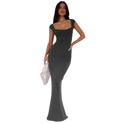 Elegant Square Collar Sleeveless Slim Fishtail Dress