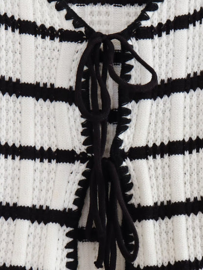 Deux pièces tricotées décontractées à lacets