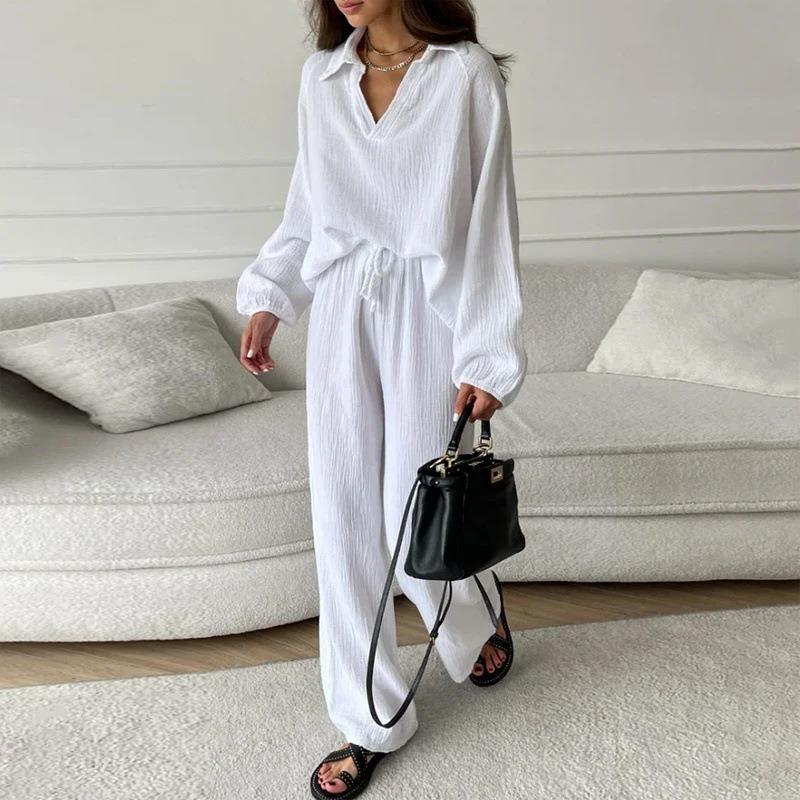 Elegant Casual Top And Trousers Suit