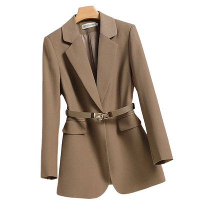 New Temperament Waist-controlled Mid-length Suit Coat For Women