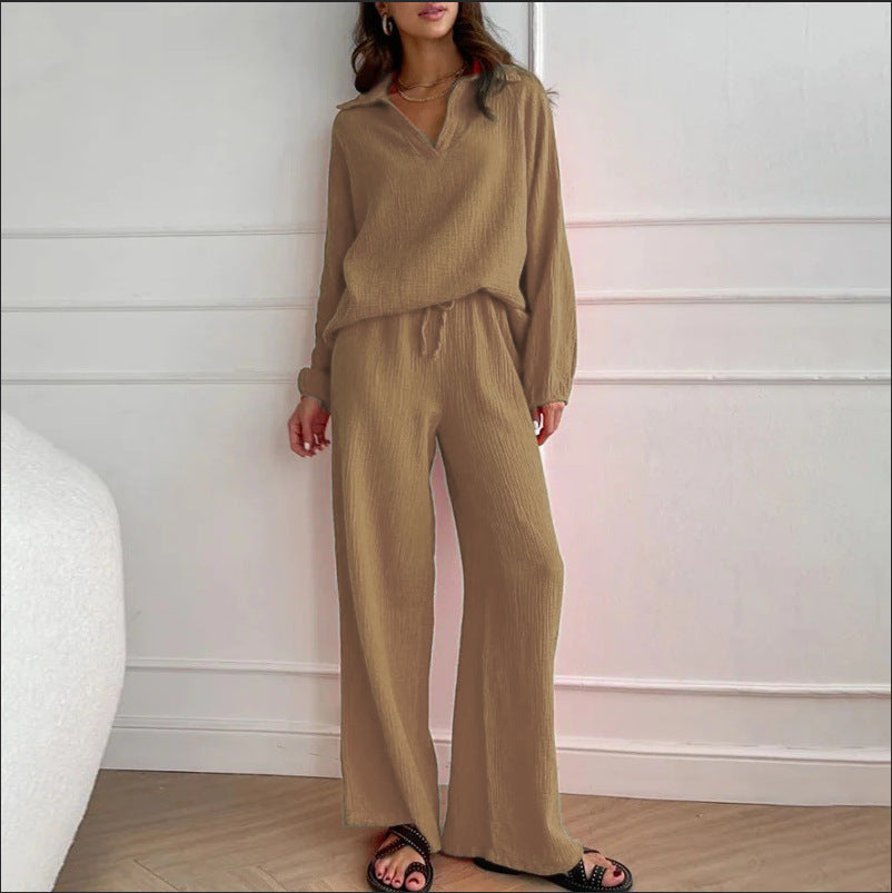 Elegant Casual Top And Trousers Suit